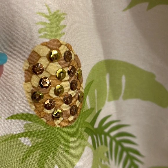 NWT KELLY AND DIANE SILK SEQUINS PINEAPPLE CROP PANT. Size 8 cream - Picture 3 of 13